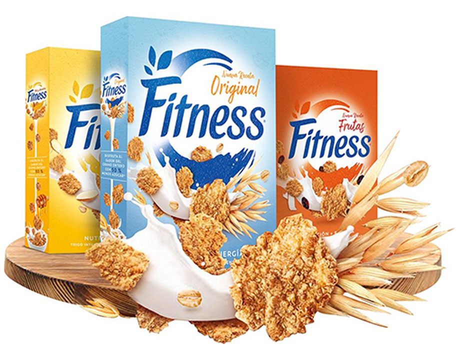 Cereales integrales de trigo, avena y quinoa sabor miel Fitness Fibra  Nestlé sin azúcar añadido 310 g.